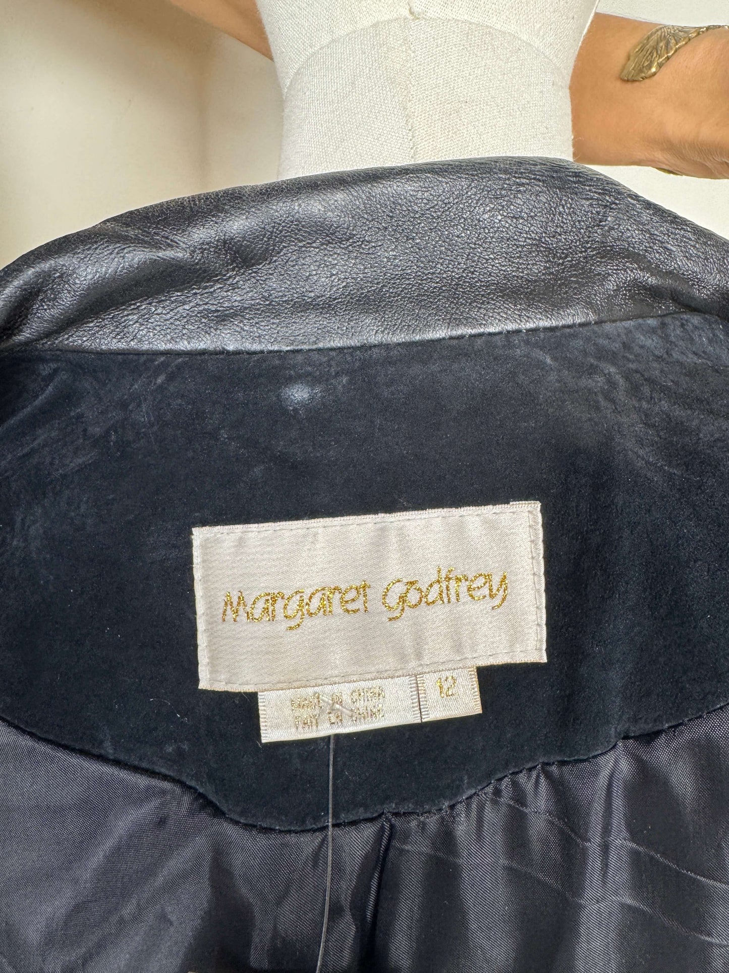 Margaret Godfrey, Black Suede Coat w/ Embroidery