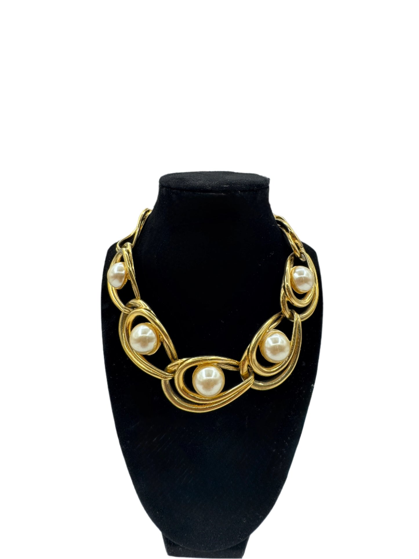 Givenchy, Gold Statement Link & Pearl Necklace 1980s