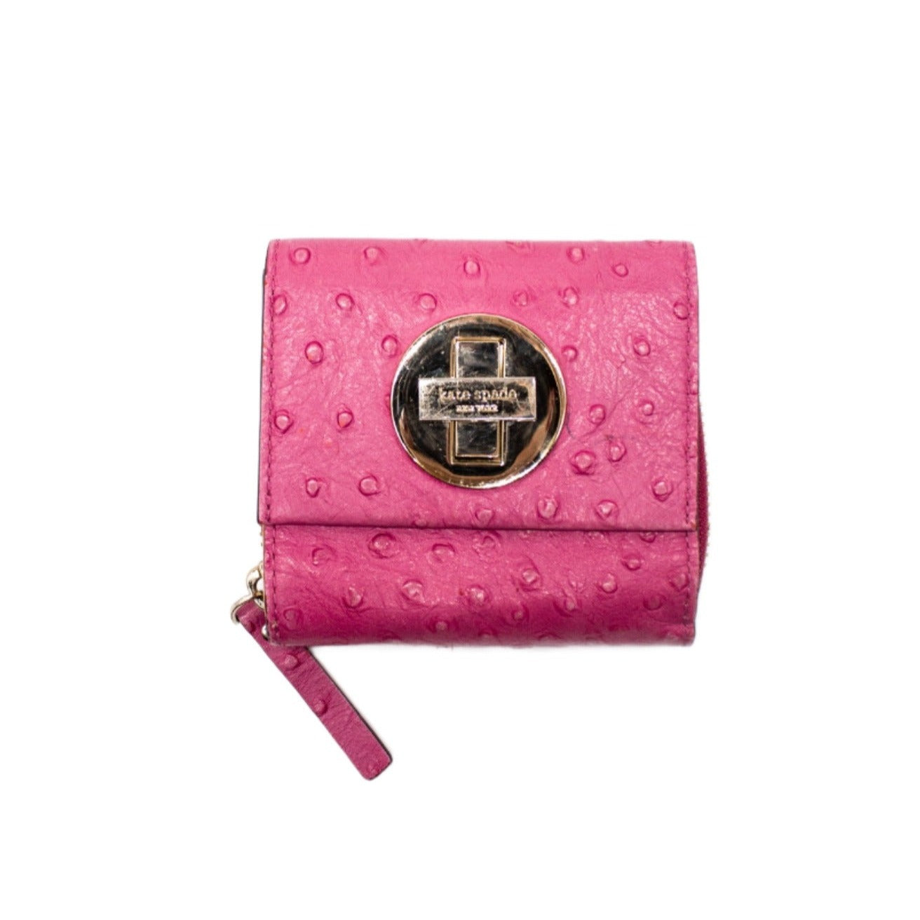 Kate Spade, Pink Ostrich Leather Wallet Y2K