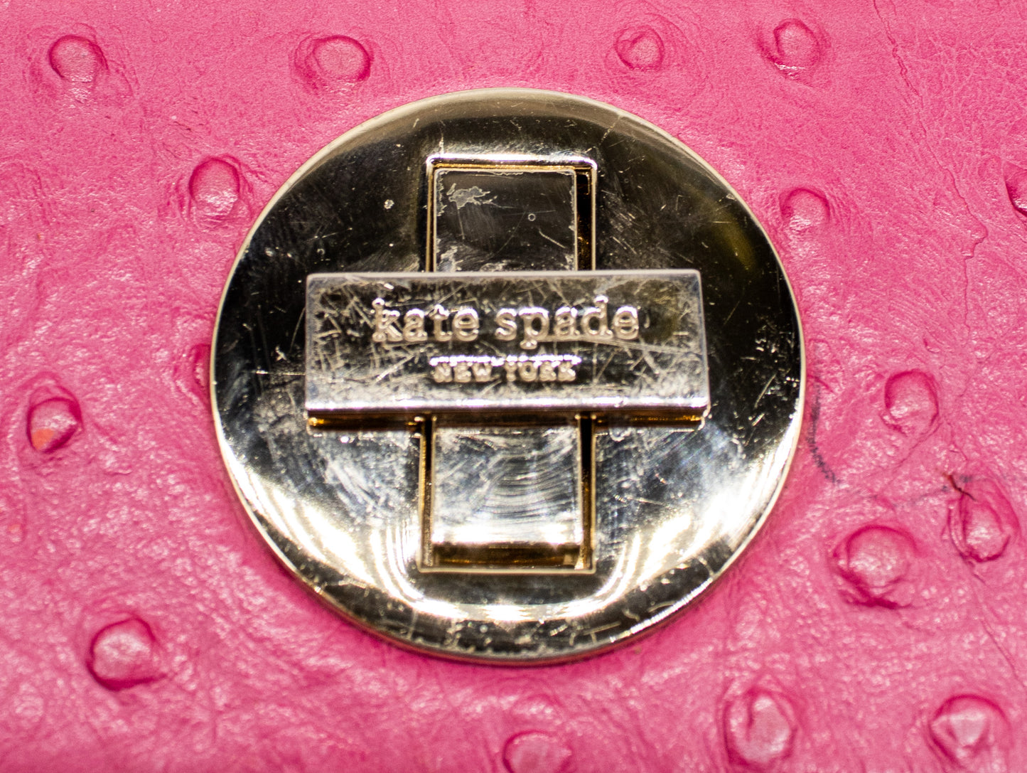 Kate Spade, Pink Ostrich Leather Wallet Y2K
