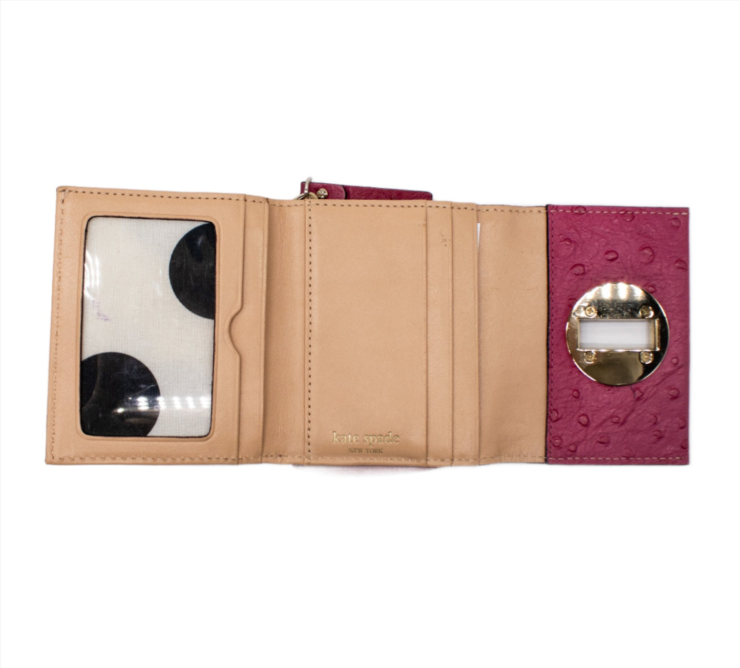 Kate Spade, Pink Ostrich Leather Wallet Y2K