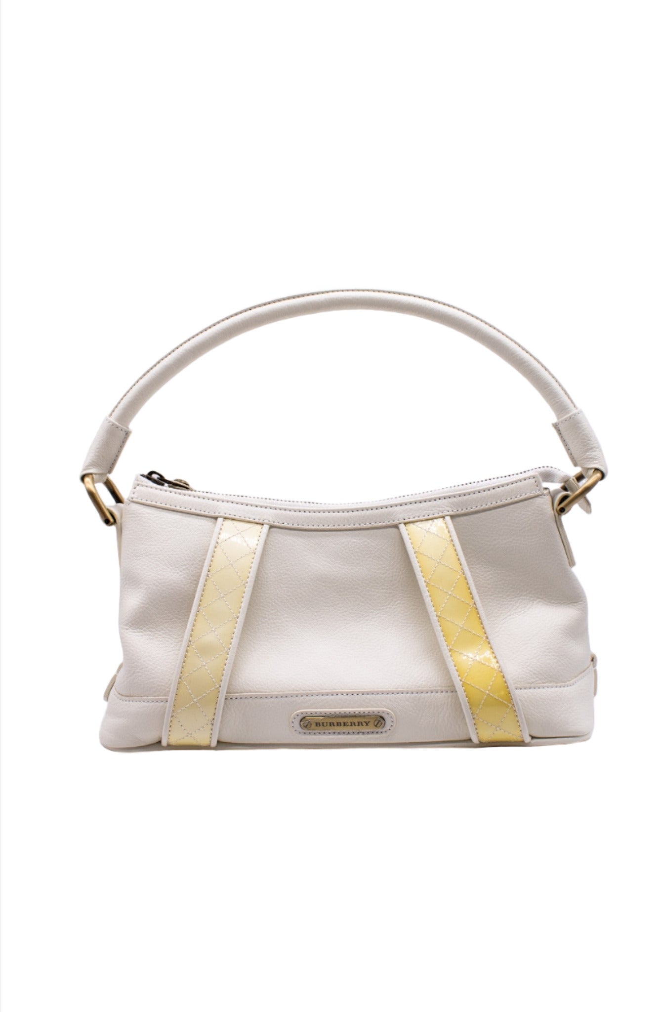 Burberry Shoulder Bag White Leather Y2K