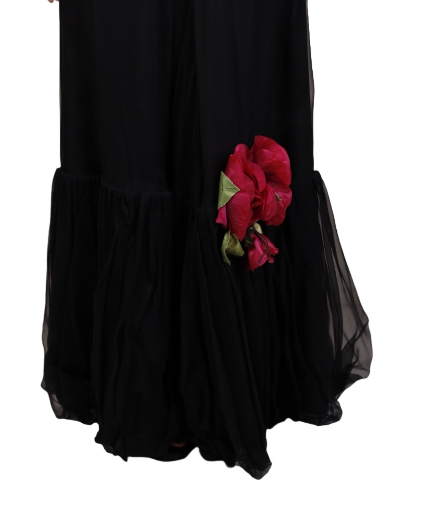 Black Chiffon Flamenco Evening Gown 1980s