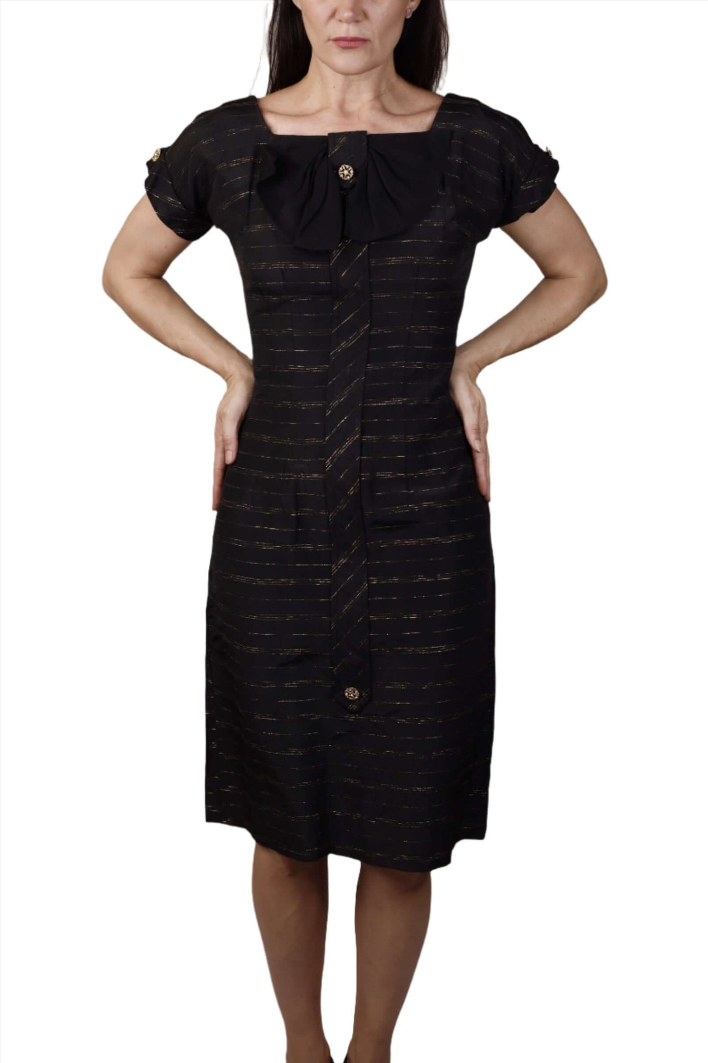 Black & Gold Sheath Dress 1940s