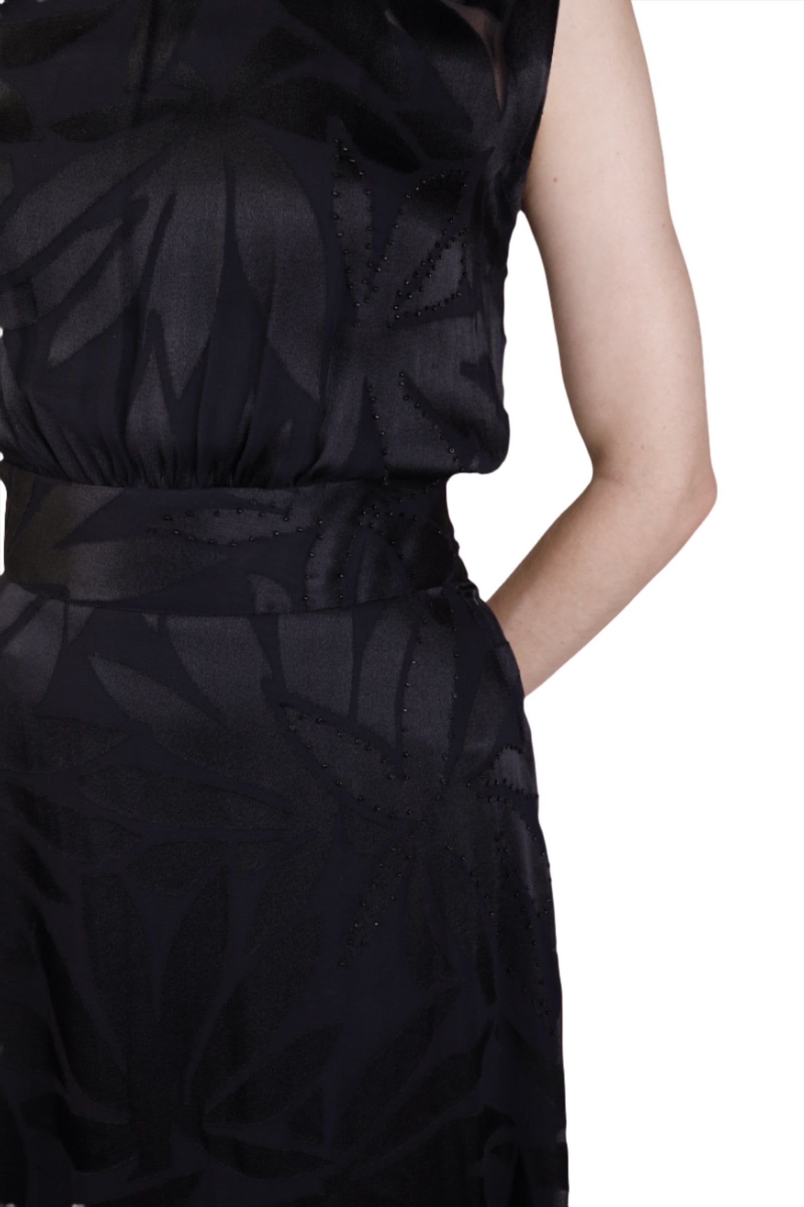 Black Silk Beaded Evening Dress 1930s Black Silk Beaded Evening Dress 1930s