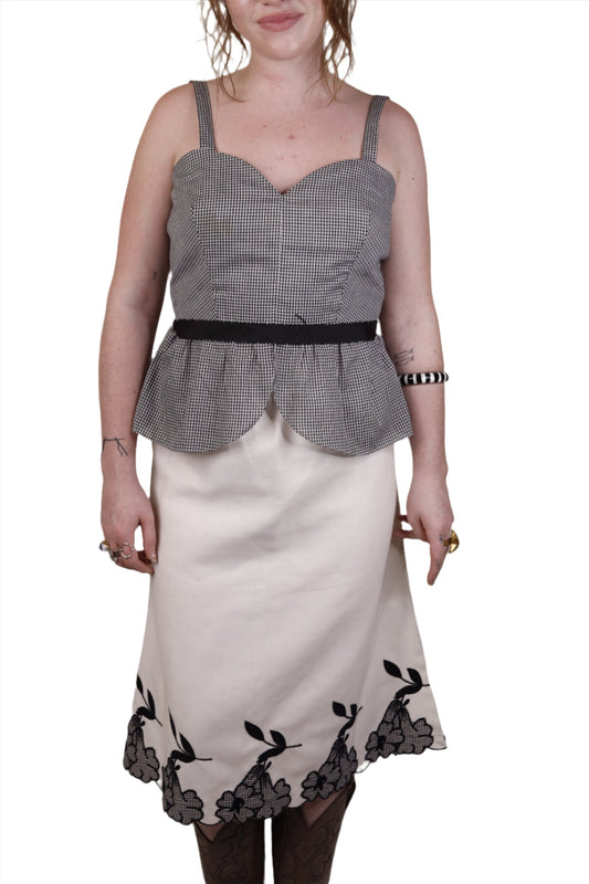 Black & White Gingham Top & Skirt Set 1950s