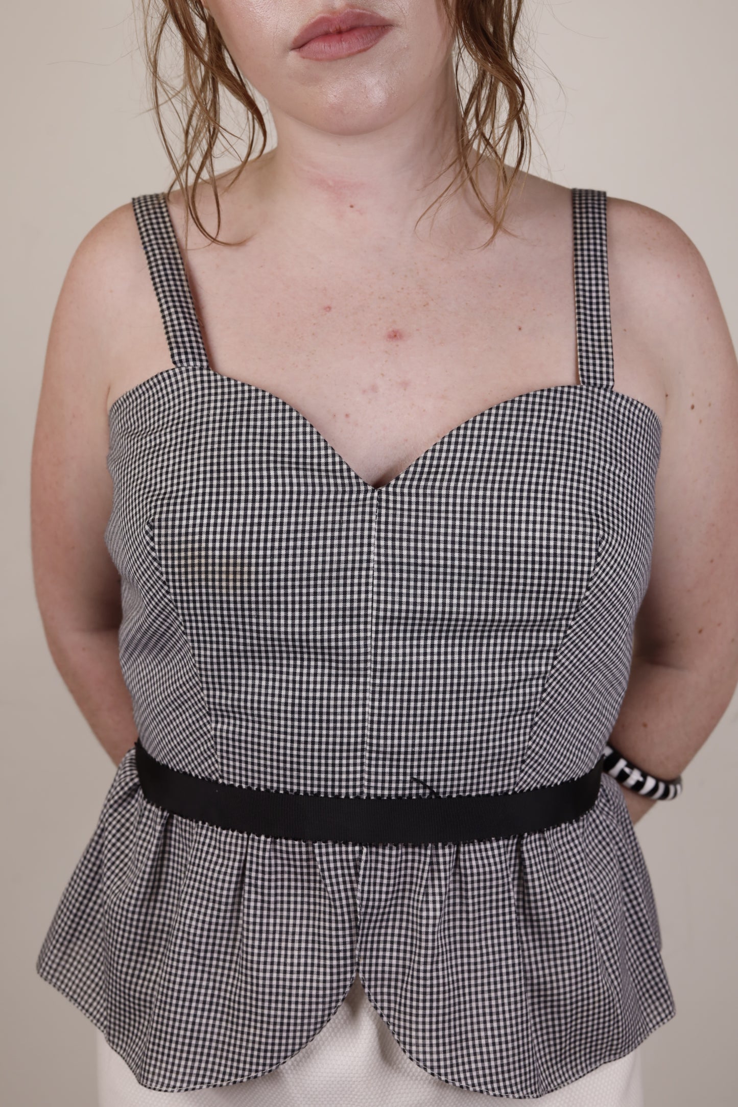 Black & White Gingham Top & Skirt Set 1950s
