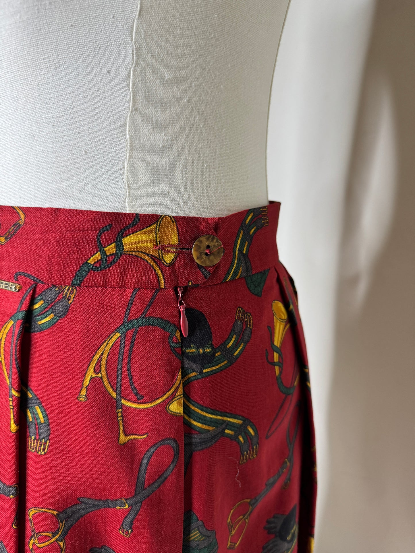 Geiger, Horn Printed Skirt 1980s