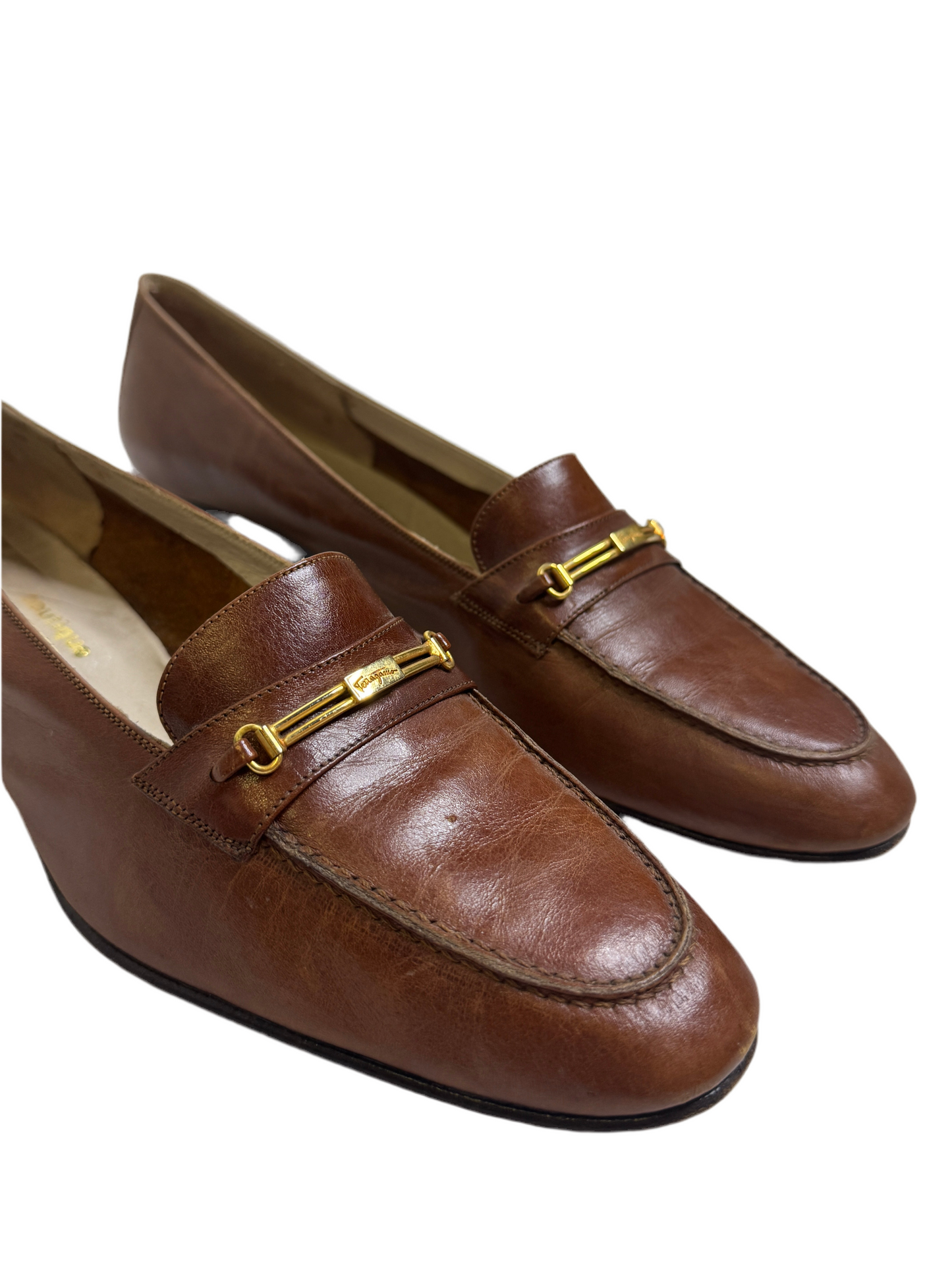 Ferragamo Brown Leather Heels 70s