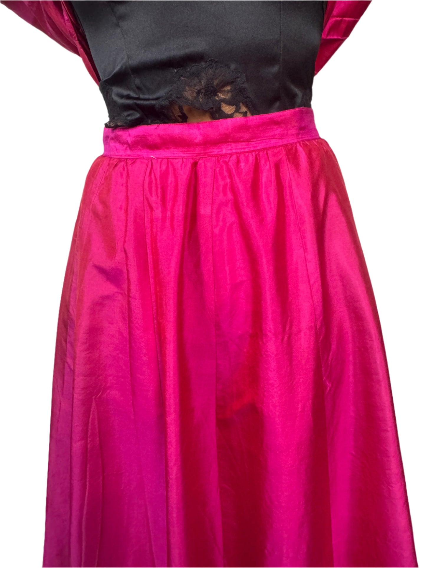 Lorenzo, Silk Fuchsia Two Piece Skirt Set 1980s