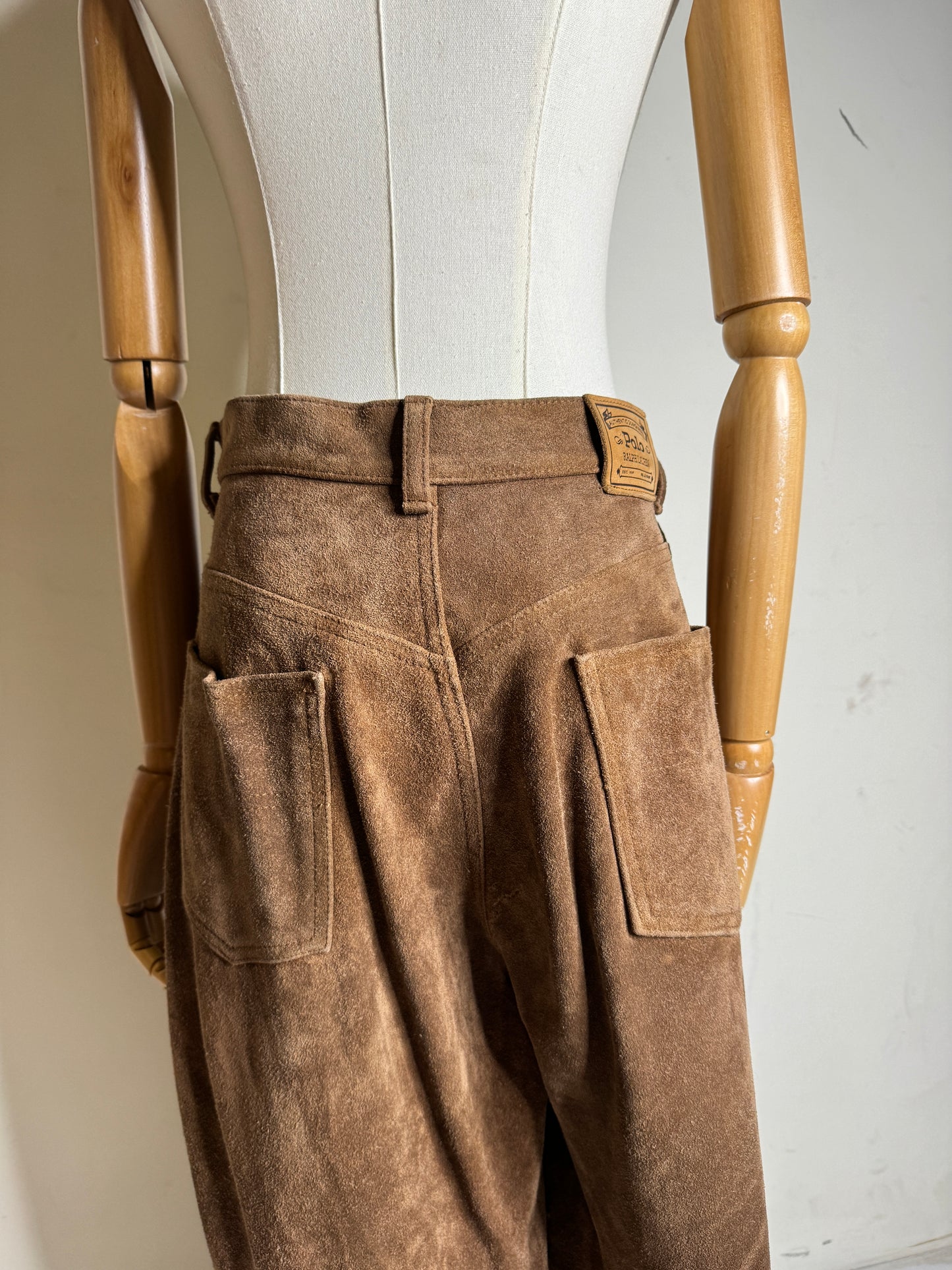 Ralph Lauren Brown Leather Suede Pants 1980s