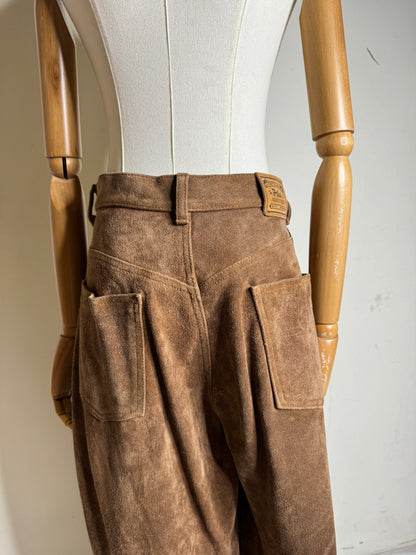 Ralph Lauren Brown Leather Suede Pants 1980s