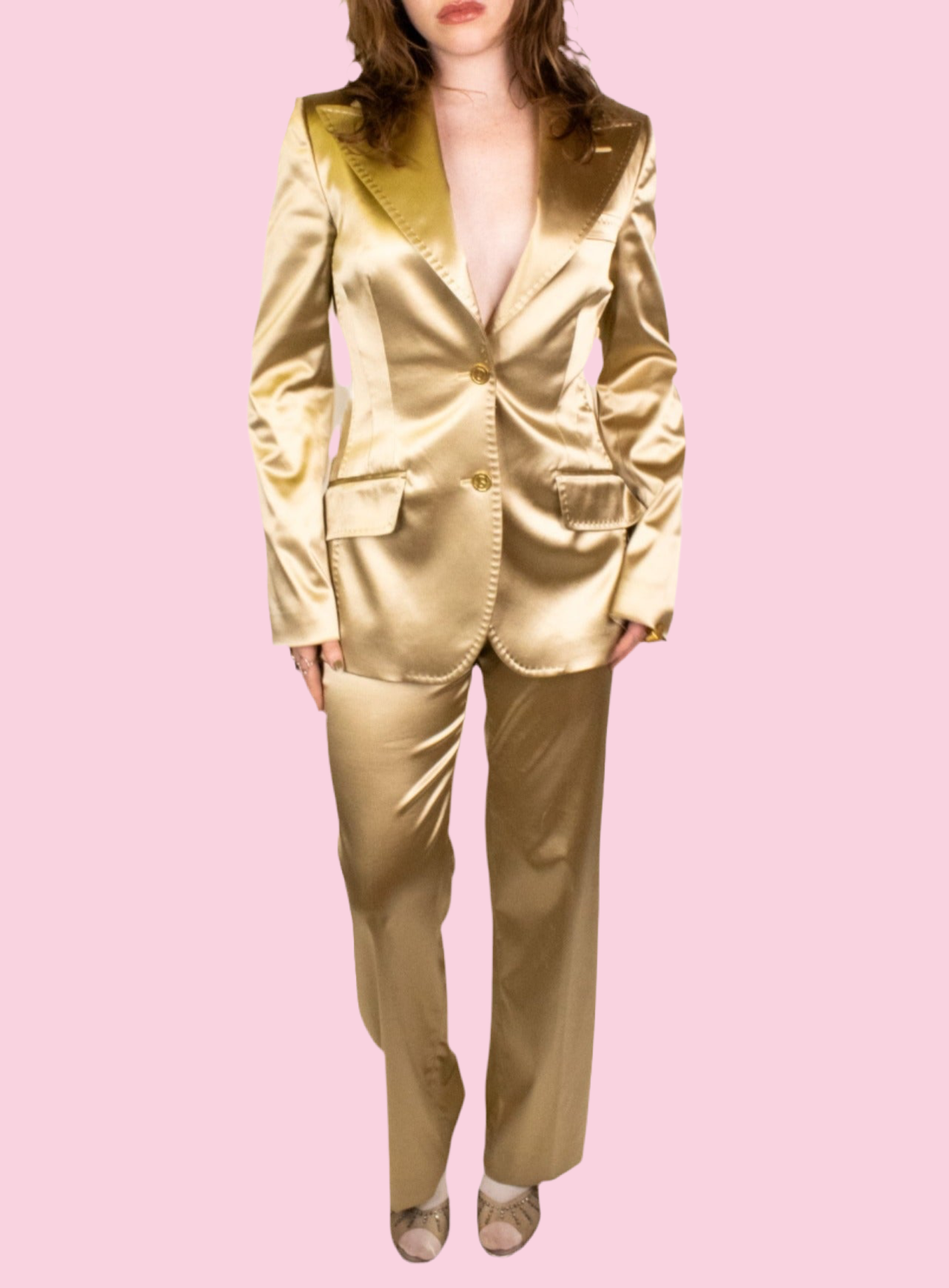 Dolce & Gabbana, Gold Pant Suit Y2K