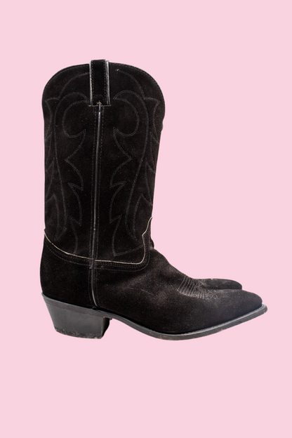 Durango, Black Suede Cowboy Boots Size 11  1990s