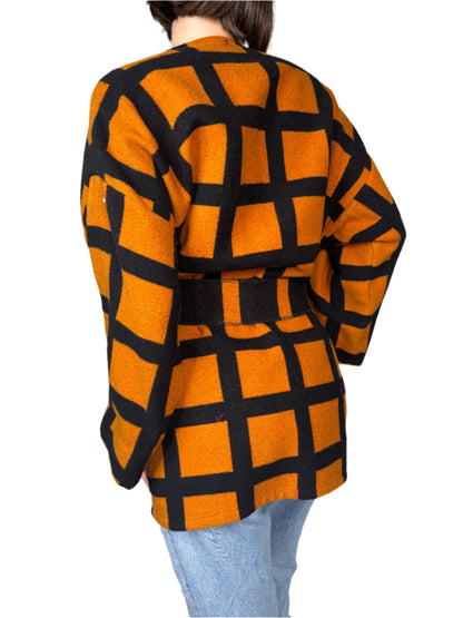 Andre Smith Orange Wool Wrap Coat 1980s