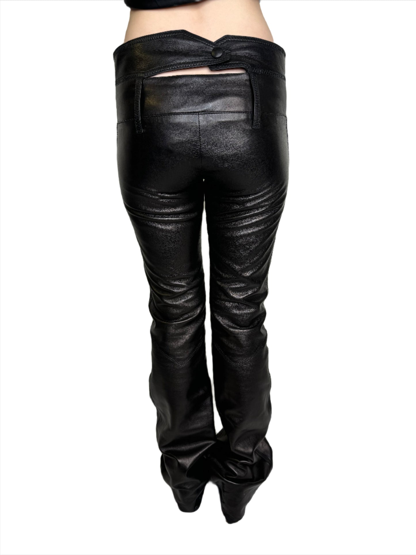 Mag 500 Black Lamb Leather Pants w/ Low Waist Y2K