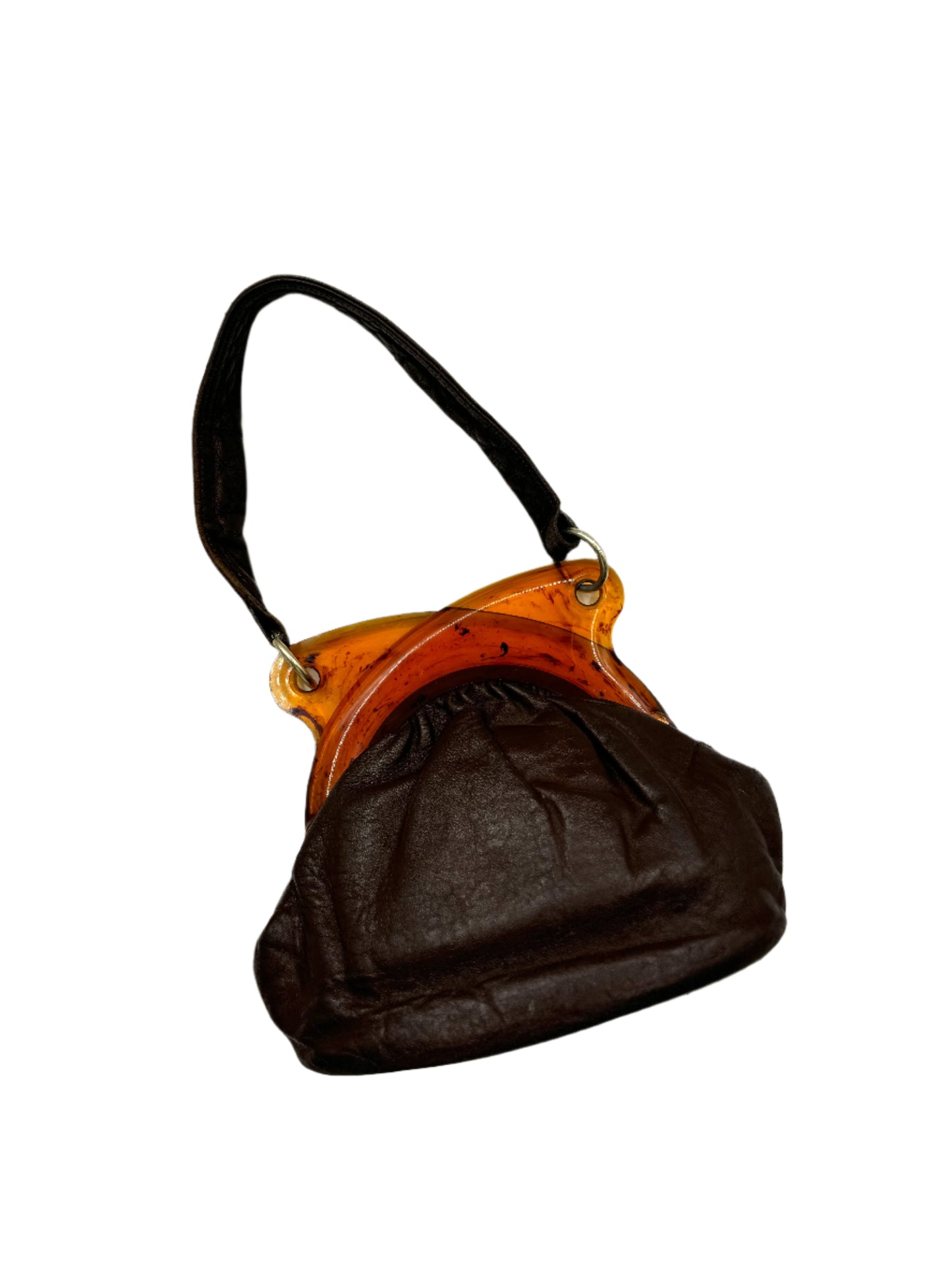 Brown Leather & Bakelite Handbag 1940s