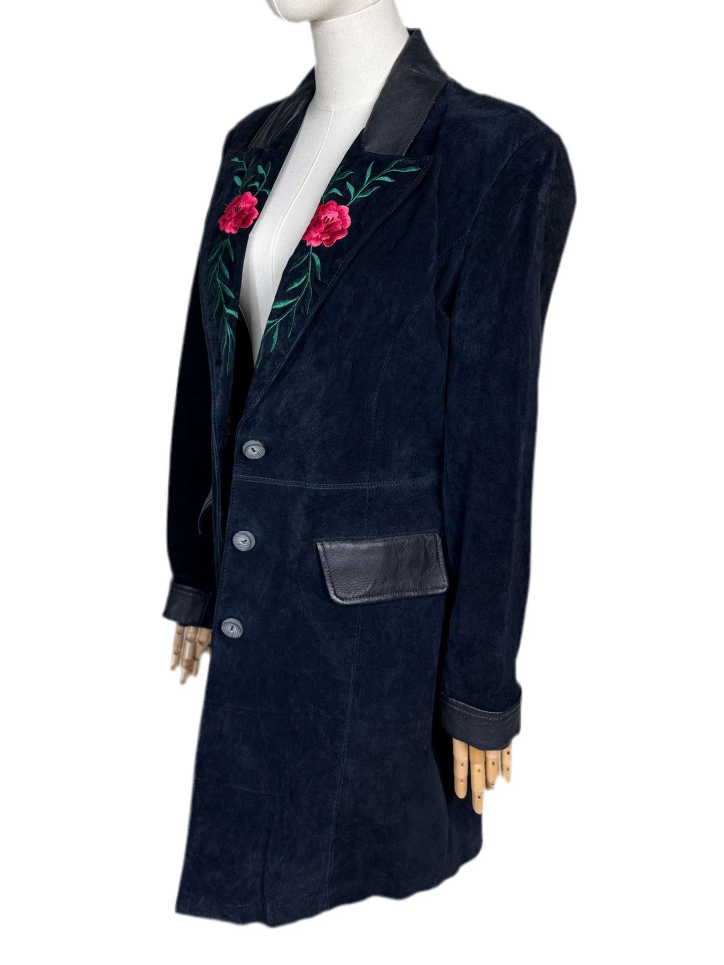 Margaret Godfrey, Black Suede Coat w/ Embroidery