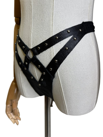 Leather Cut Out Studded Panties