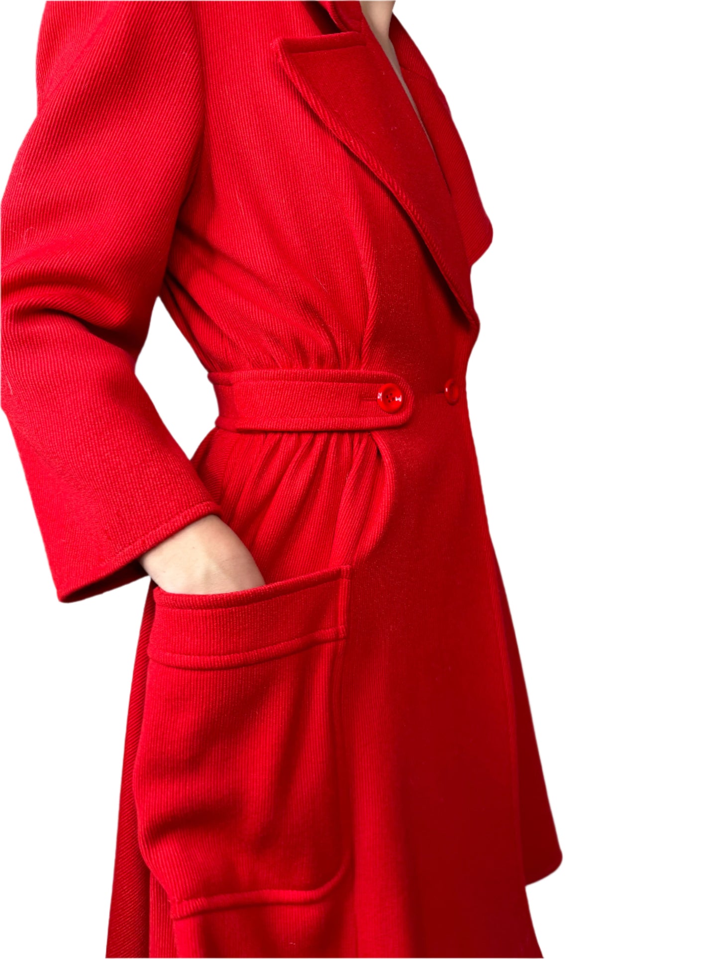 Valentino Boutique, Red Wool Swing Coat 1980s