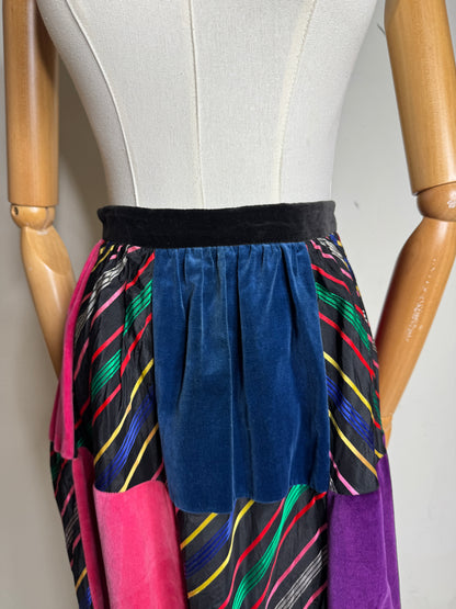 Patchwork Velvet Maxi Skirt 1960s