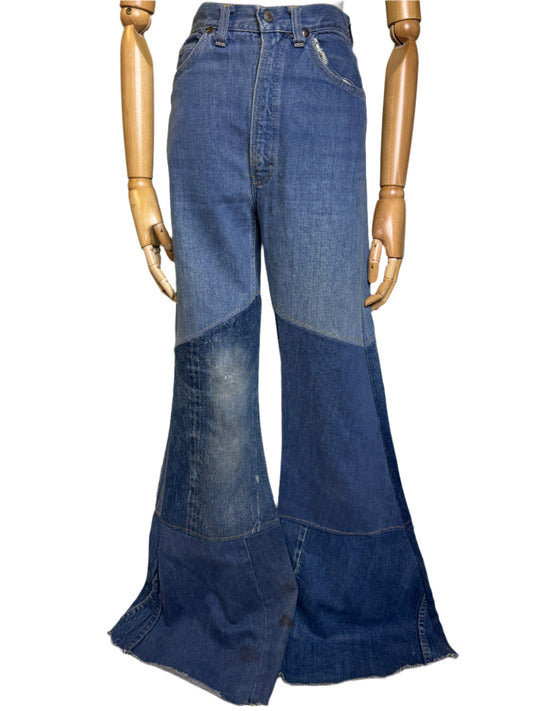 Jane Birkin Pieced Denim Bell Bottom Jeans 1970s