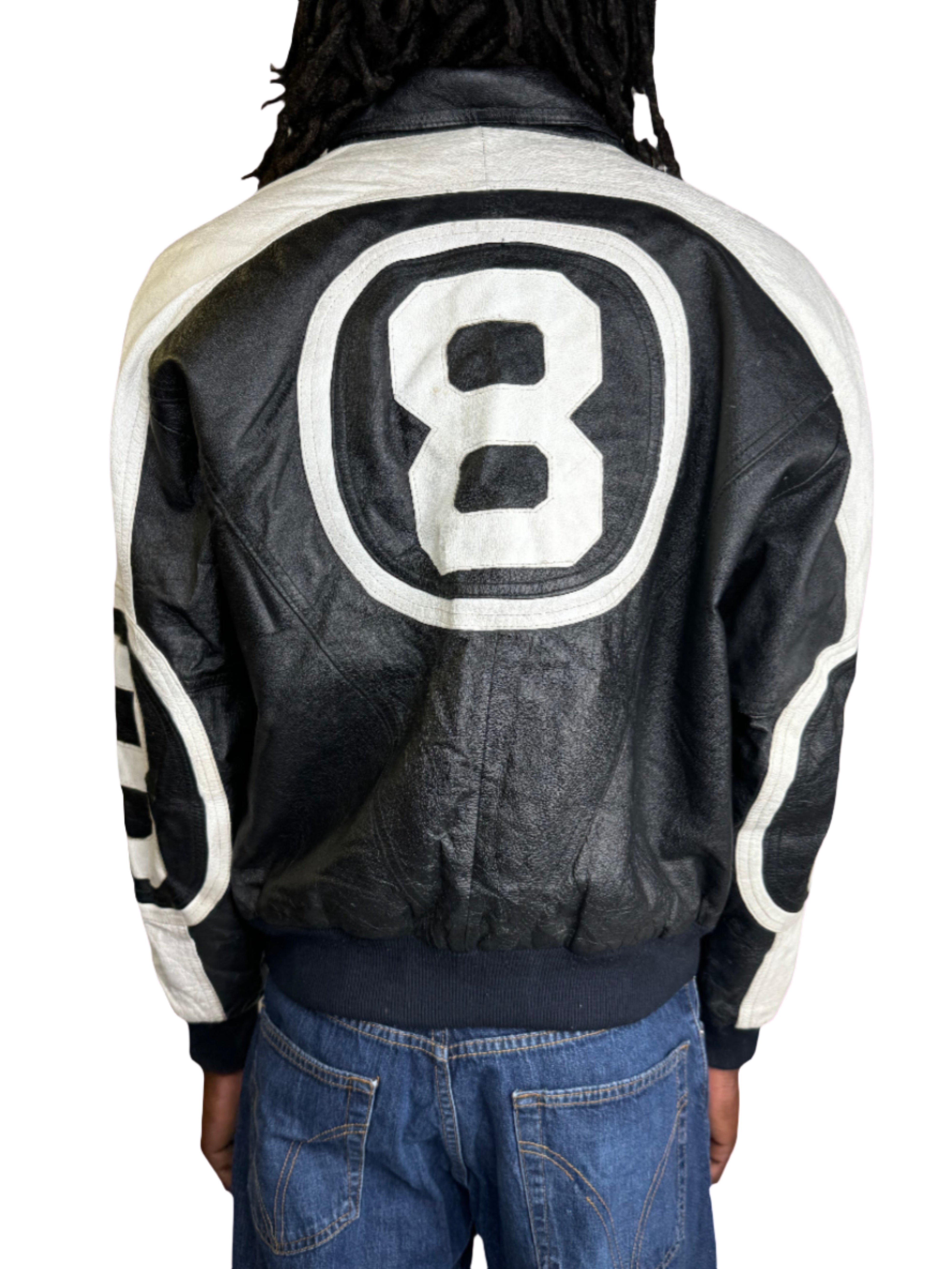 8 BALL deals LEATHER JACKET LARGE MICHAEL HOBAN