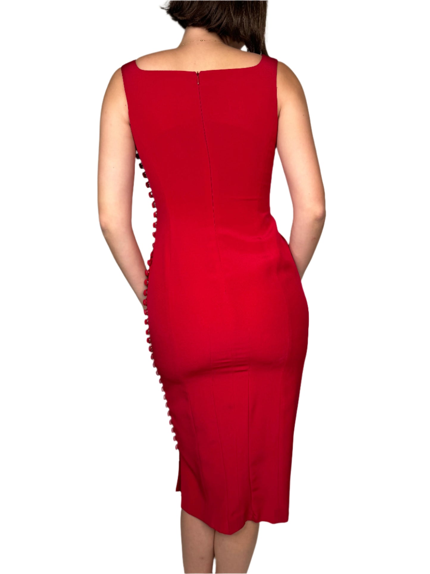 Jones New York Evening Red Midi Dress 1990s