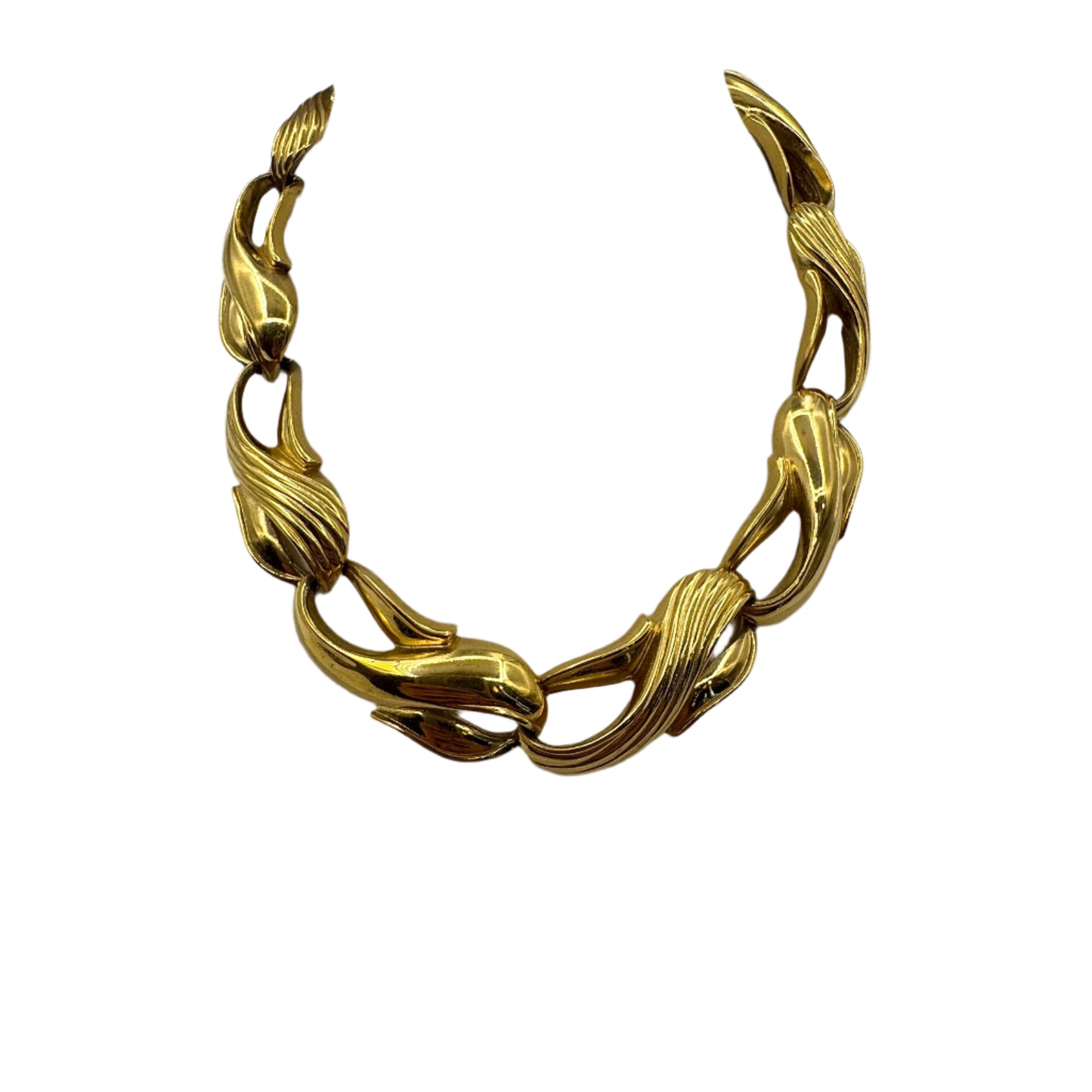 Givenchy, Gold S Swirled Link Necklace 1980s