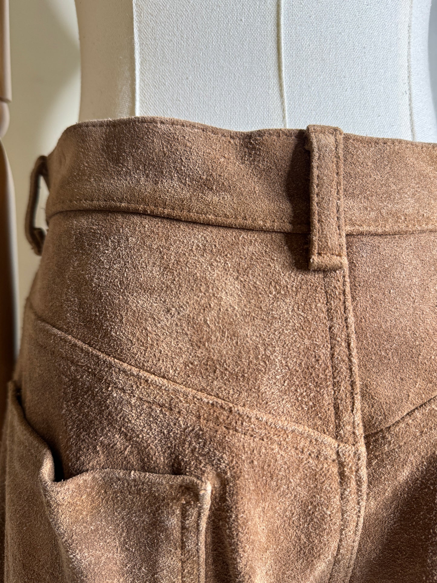 Ralph Lauren Brown Leather Suede Pants 1980s
