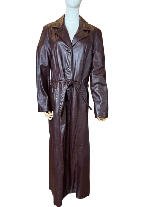 1990s Wilsons Leather Burgundy & Brown Trench