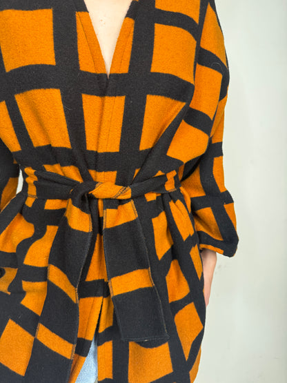 Andre Smith Orange Wool Wrap Coat 1980s