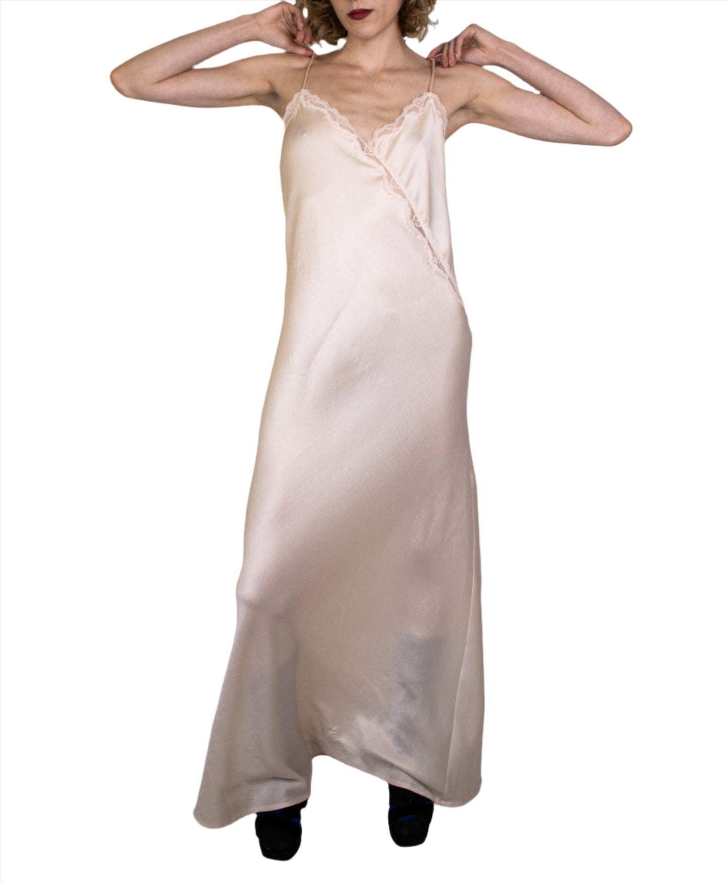 Halston, Baby Pink Silk Full Slip 1980s