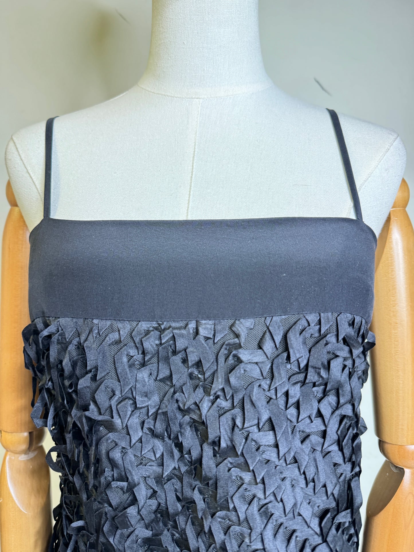 Calvin Klein Collection, Black Silk Tank w/ Ribbon Panel 2001
