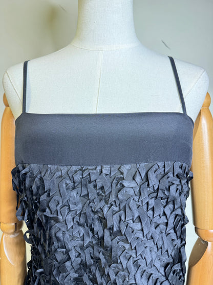 Calvin Klein Collection, Black Silk Tank w/ Ribbon Panel 2001