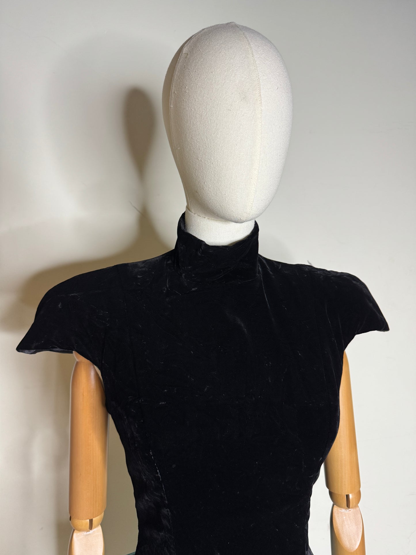 Victor Costa, Black & Blue Dropwaist Dress 1980s