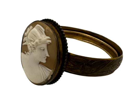 Victorian Cameo Brass Etched Bangle 1910s