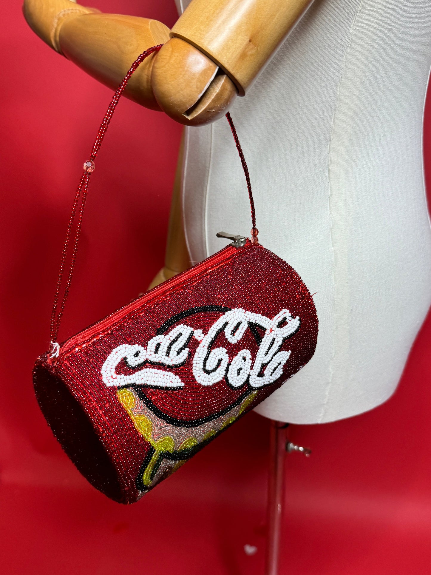 Coca-Cola Red Beaded Purse 1980s