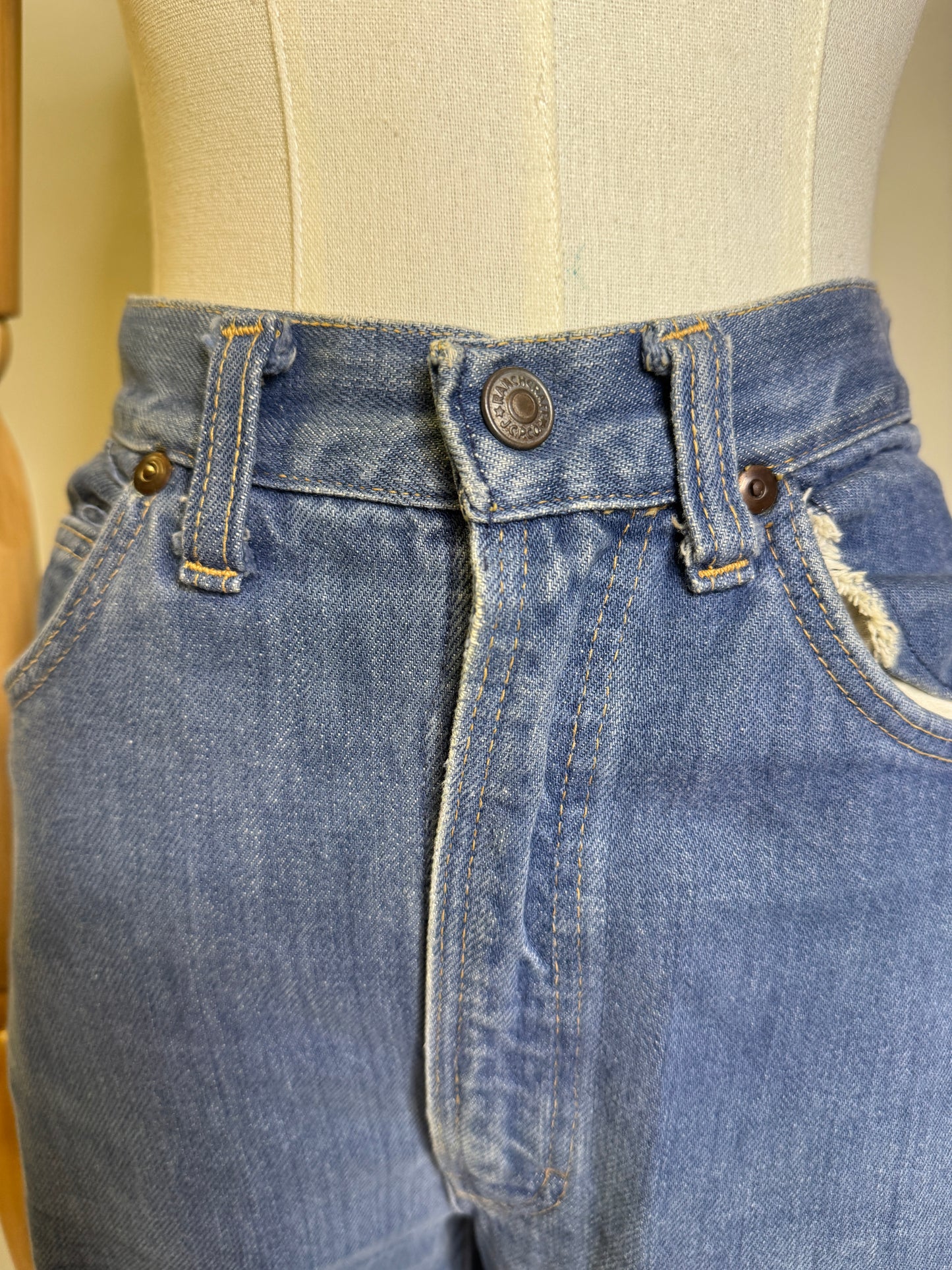 Jane Birkin Pieced Denim Bell Bottom Jeans 1970s