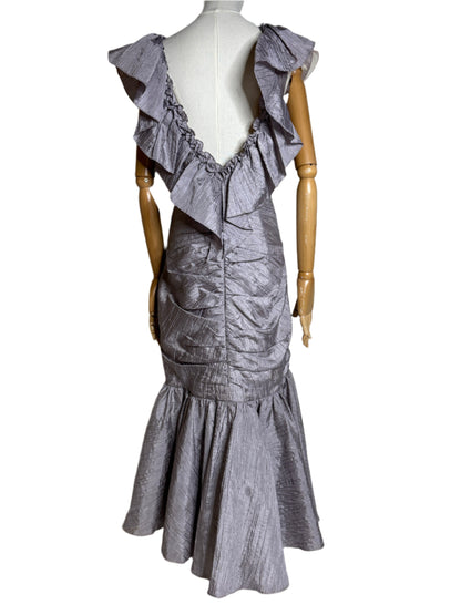 Lavender Rose Embellished 1980s Ruffle Party Dress