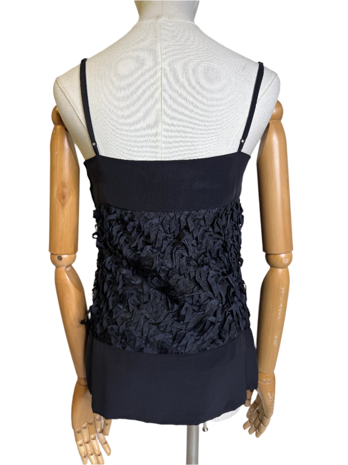 Calvin Klein Collection, Black Silk Tank w/ Ribbon Panel 2001