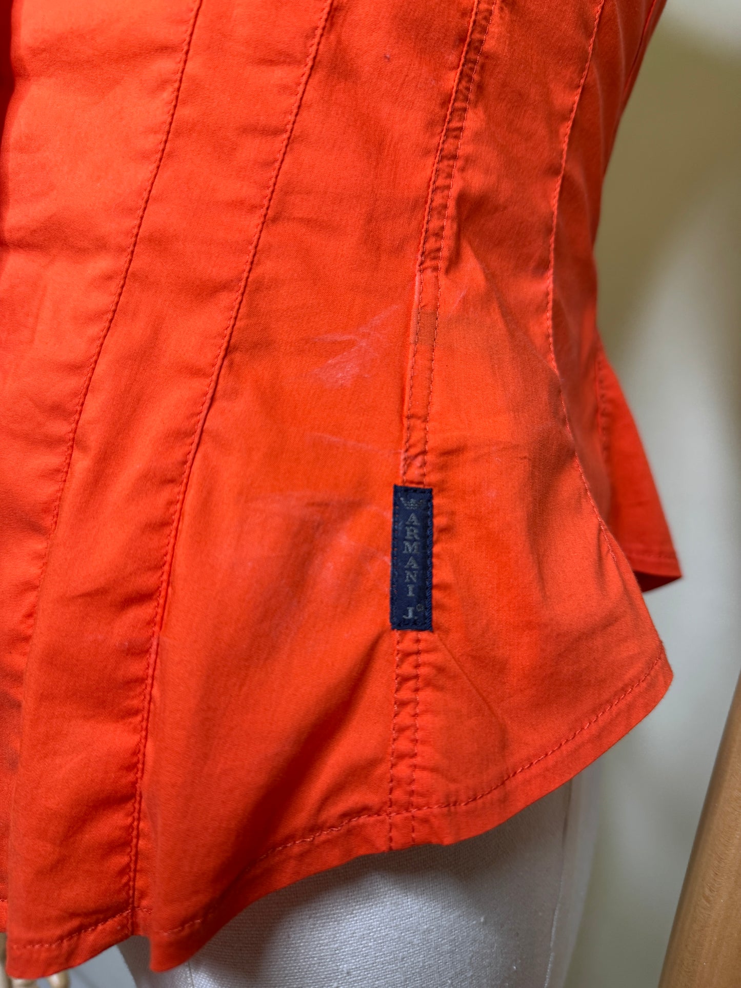Armani Jeans, Orange Cotton Paneled Top 2001