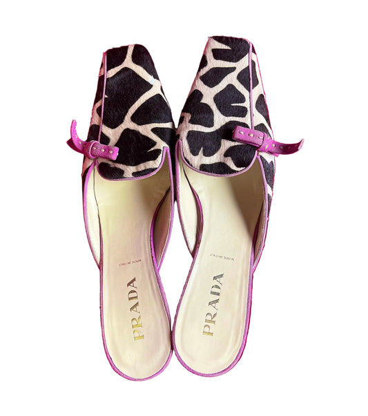 Prada Giraffe Print, Pink Kitten Heels Y2K