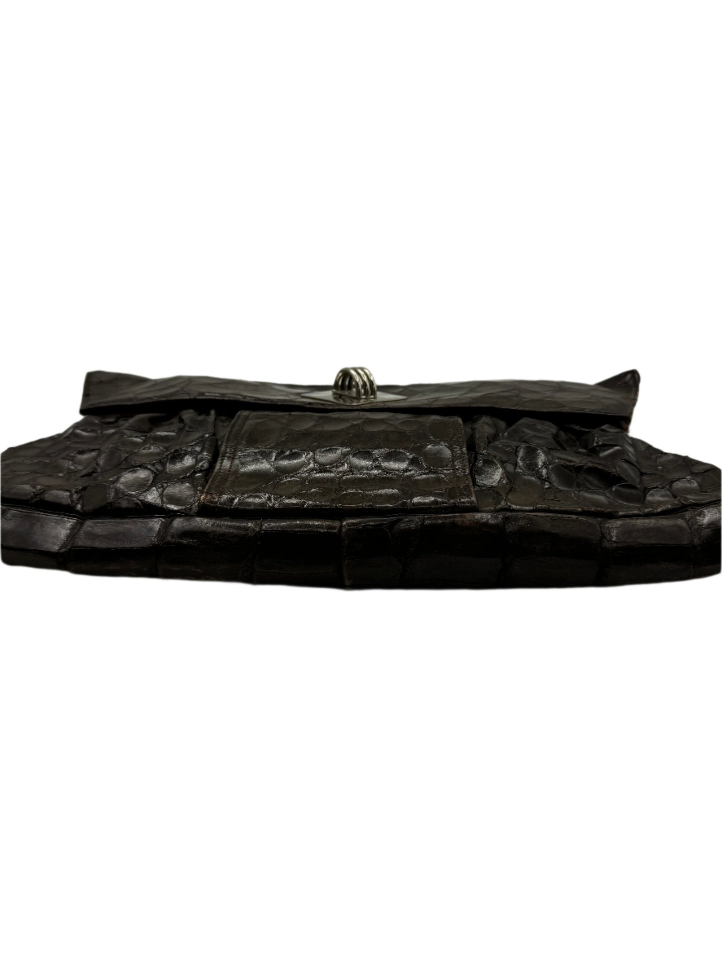 Brown Alligator Statement Clutch 1980s