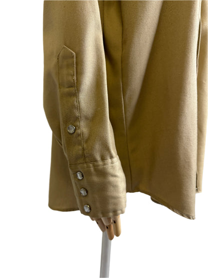 Sheplers, Bass Fish Western Beige Button Up 1970s