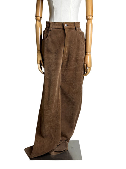 Ralph Lauren Brown Leather Suede Pants 1980s