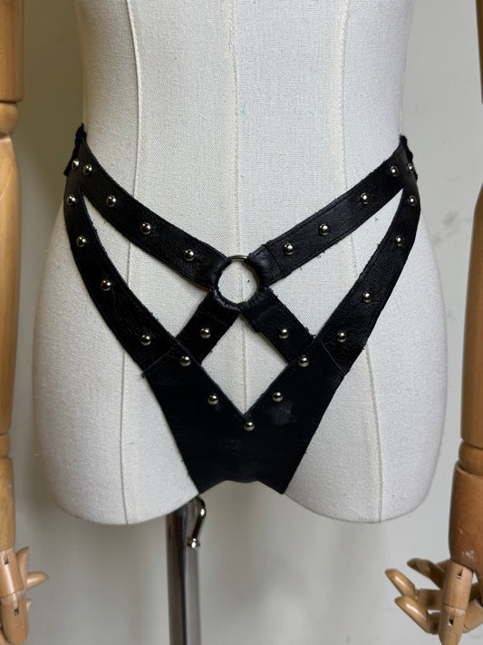 Leather Cut Out Studded Panties