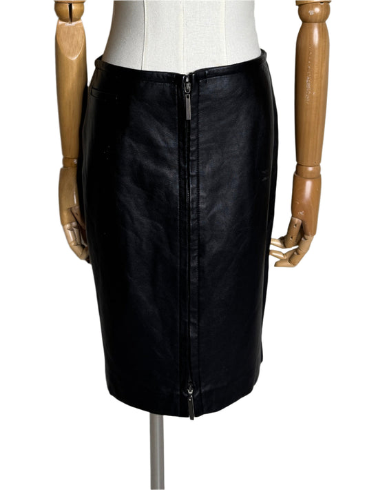 Express Black Leather Mini Pencil Skirt 1990s