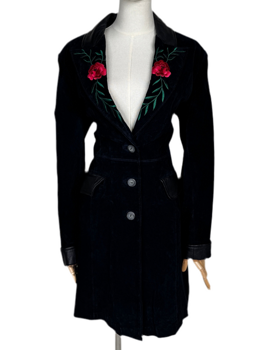 Margaret Godfrey, Black Suede Coat w/ Embroidery