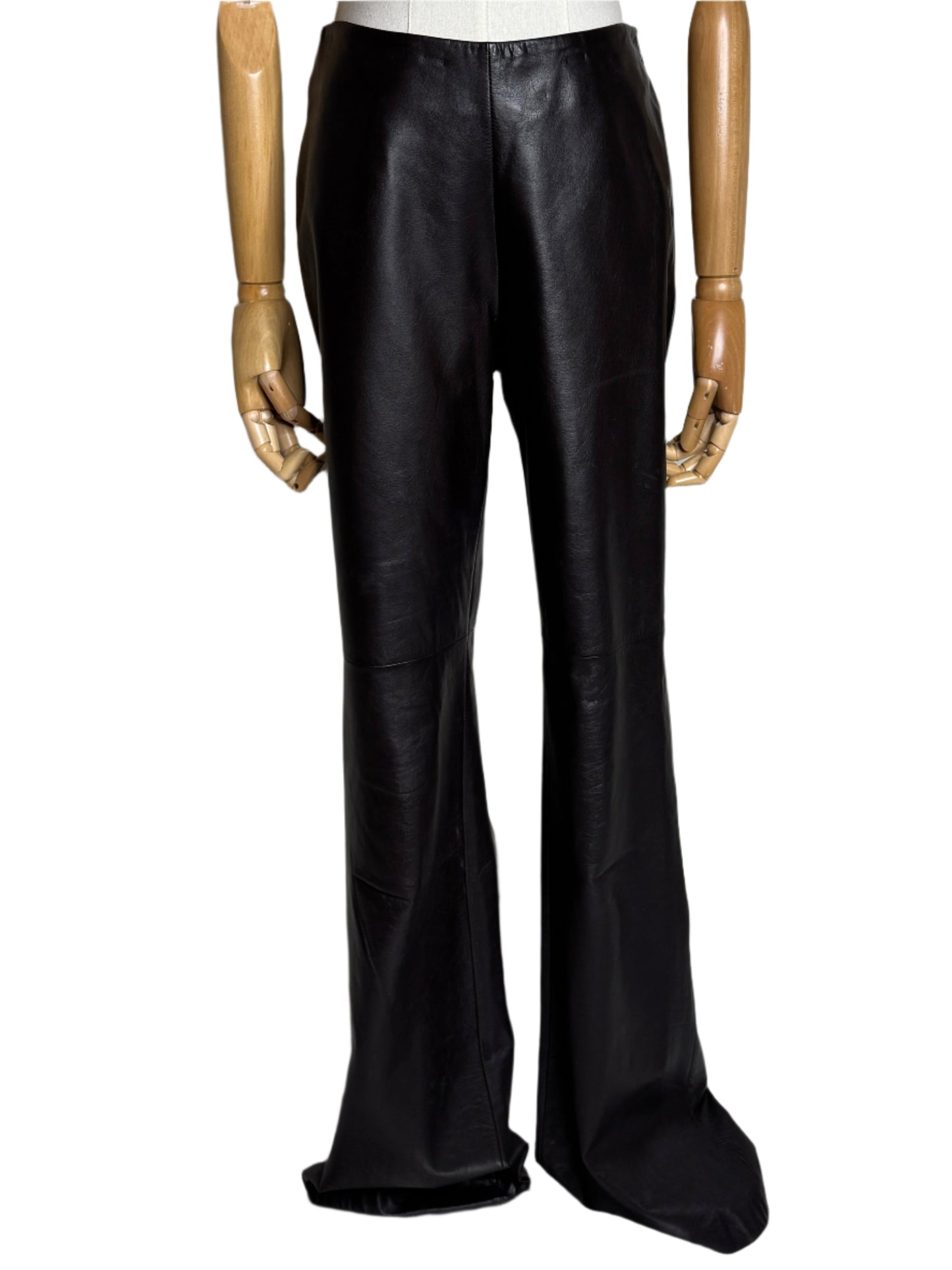 Ann Taylor, Dark Brown Paneled Leather Pants 1990s